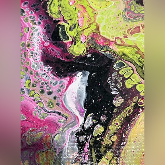 Vibrant Swirl Canvas Art in Pink, Green, and Black - Picture 7 of 7